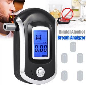 Professional Digital Breath Alcohol Tester Breathalyzer with LCD Dispaly with 5 Mouthpieces Police Alcohol Parking Breathalyser