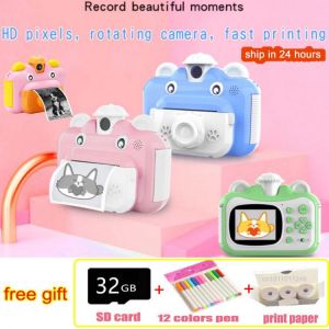 Instant Print Kids Camera for Children 1080P HD Video Photo Camera Toys with 32GB 8GB Card 12 Colors Pen Kids Gift Birthday Gift