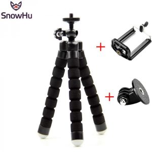 SnowHu For GoPro Flexible Mini OctopusTripod With Screw Mount Adapter For Go Pro Hero 10 9 8 7 6 5  For yi 4k SJCAM Camera LD06