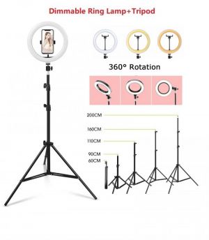 Selfie Stand Tripod with LED Dimmable Beauty Ring Fill Light Photography Tripod Stand for Youtube Makeup Video Live Stang Ring