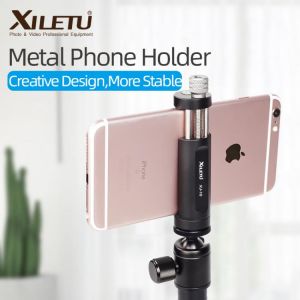 XILETU XJ-10 56mm to 95 mm Universal Aluminum Alloy Metal Phone Holder Clip Mount w 1/4 Screw Hole Bubble Level for Smartphones