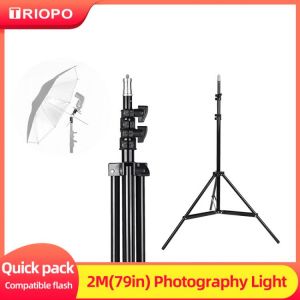 2PCS 2m 78inch Photography Video Studio Light Tripod Support Stand With 1/4" Screw For LED Light Softbox Lamp Holder Flash Mo