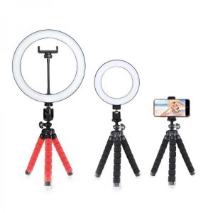 Photography Ring Light Tripod For Mobile Phone Holder Accessories Lamp With Bendable Tripod For Smartphone Camera Selfie Stick