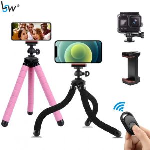Portable Tripod for Phone Flexible Mini Tripod Holder Stand with Bluetooth Remote and Universal Clip Mount for iPhone/Video/Vlog