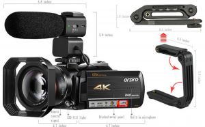 ORDRO Camcorder 4K Video Camera Professional ORDRO AC5 12X Optical Zoom Wifi filmadora Vlog Camera