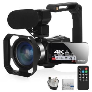 KOMERY 2020 New Video Camera 4K Camcorder Fill Light Vlogging for YouTube Streaming with WiFi 16X Digital Zoom