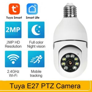 2MP Tuya PTZ Wifi Camera Mini Plus E27 Bulb Socket Latest Model Security Surveillance For Smart Home Monitoring CCTV Camera