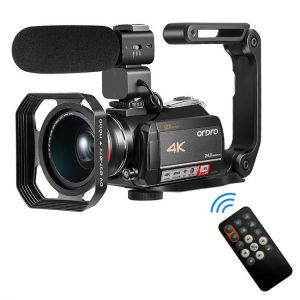 Camcorder Vlog Camera for YouTube Videos Ordro AC5 Professional 4K 12X Optical Zoom Live Stream Cameras for Blogger