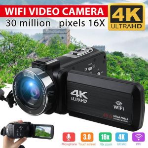 WiFi 4K Ultra HD Video Camera Digital Camcorder 3.0 Inch  LCD Touch Screen 16X Digital Zoom DV Camera 270 Degree Rotation Camera