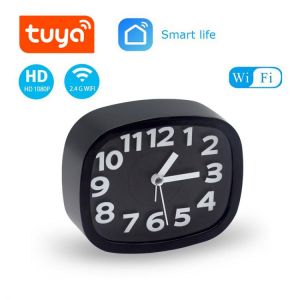 Yoothi Wireless Small Table Clock Camera IP WIFI Tuya Smart Micro Secret Video Camera Mini WIFI Alarm Clock Camera Full HD 1080P