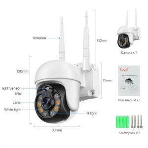 Newest 2MP WIFI PTZ Camera Mini Tuya Smart Monitoring Wireless Human Detect PIR Motion Detection Night Vision Outdoor IP Camera