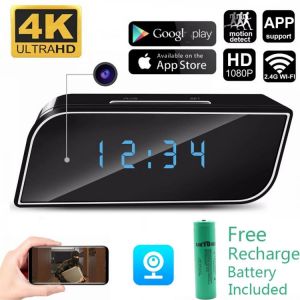 4K 1080P HD Clock Mini Camera WIFI Control Concealed IR Night View Alarm Camcorder PK Z10 Digital Clock Video Camera Mini DV DVR