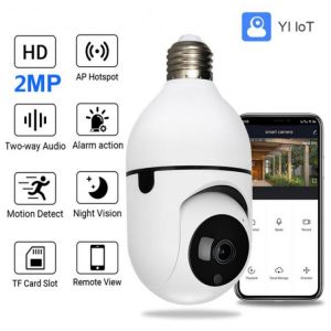1080P 360 Rotate Auto Tracking Panoramic Camera Light Bulb Wireless Wifi PTZ IP Cam Remote Viewing Security E27 Bulb Interface