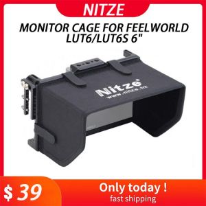 Nitze Monitor Cage for Feelworld LUT6/LUT6S 6" with HDMI Cable Clamp and LS5-C Sunhood for Screen Monitor Rig Protective cage