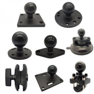 Jadkinsta 1 or 1.5 inch Rubber Ball Mount to Aluminum Motorcycle Round Square Mounting Base for Gopro Camera Cellphones