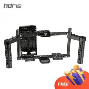 HDRIG Adjustable 7inch Camera Monitor Cage Rig With Dual Cheese Handle V Power Supply Splitter Baseplate Photography Accessories