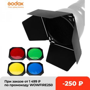 Godox BD-04 Barn Door + Honeycomb Grid + 4 Color Filter for Standard Reflector