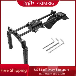 Pro Shoulder Mount Support Rig With Camera Mounting Base Plate & Dual Rosette Cheese Handgrip For DSLR Camera DV Camcorder