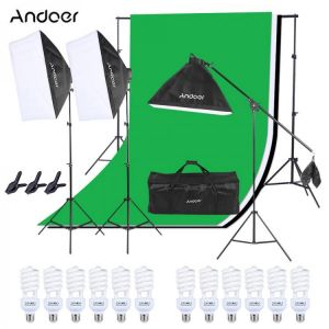 Andoer Photo Studio Kit Photography Lighting Kit Photo Backdrop Stand Light Stand Photo Background Softbox for Photo Studio