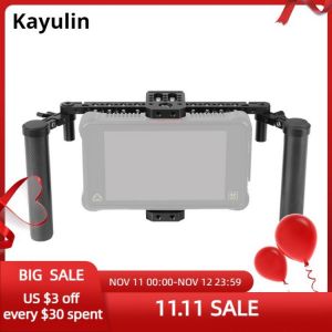 Kayulin Adjustable 7" 5“ Monitor Cage Rig With Dual Carbon Fiber Handle & Support Bracket Accessory For SmallHD 700 Ser