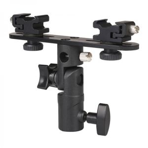 2 Hot Shoe Mounts Camera Flash Bracket Umbrella Holder Stand For Canon Nikon Sony Speedlite Monitor Microphone Monitor Camcorder