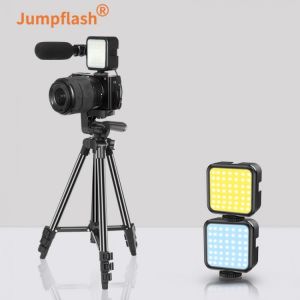 Jumpflash Vlog Tripod LED Fill Light With Microphone Remote Control For Video Camera Phone Interview Live Recording for YouTube