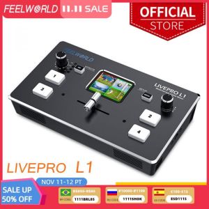 FEELWORLD Multi Format Video Mixer Switcher USB3.0  4 HDMI Inputs Camera Production for Live Streaming  LIVEPRO L1