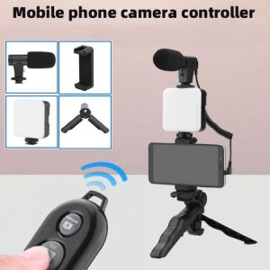 Vlogging Video Shooting Kits with MIC LED Fill Light Mini Tripod Bluetooth Selfie Control for SLR Camera Smartphone Recording