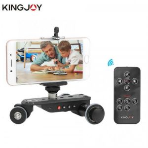 Kingjoy PPL-06S Pro Motorized Camera Slider Dolly Car Rail Systems Electric Track Slider with Remote for Smartphone DSLR Camera