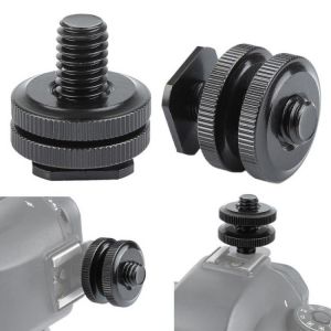 1/4" Flash Hot Shoe Mount Adapter Tripod Screw Converter Adapters With Double Nuts For DSLR Camera Rig Monitor LED Video Ligh