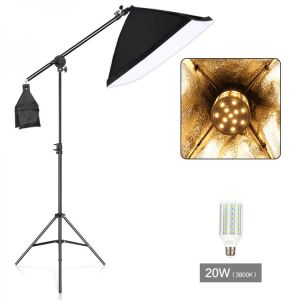 Softbox with Tripod Crossbar Boom Arm Led Yellow Lighting Kits 50x70CM Continuous Light System Soft Box Photo Studio Equipment