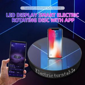 20CM Smart Electric Rotating Stand APP Intelligent Control Turntable Noiseless Mirror Shooting Swivel Base /w LED Screen Display
