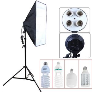 Photo studio 50*70cm Softbox 100-240V Lighting Box E27 4 in 1 Lamp Holder Soft Box with 2m Light Stand photography Kit