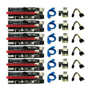 6Pcs Newest Ver009 Usb 3.0 Pci-E Riser Ver 009S Express 1X 4X 8X 16X Extender Riser Adapter Card Sata 15Pin to 6 Pin Power Cable