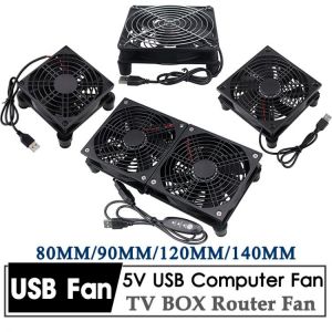 Gdstime Router Cooling Fan DC 5V USB 80mm 92mm 120mm 140mm DIY Wireless TV Box Fan W/USB Controller & Protective Net Laptop Fa