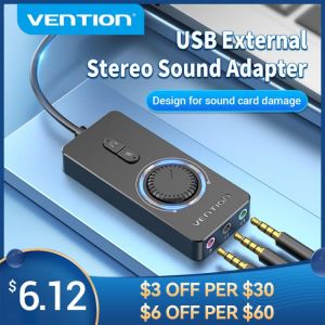 Vention USB External Sound Card USB to 3.5mm Audio Adapter USB to Earphone Microphone for Macbook Computer Laptop PS4 Sound Card