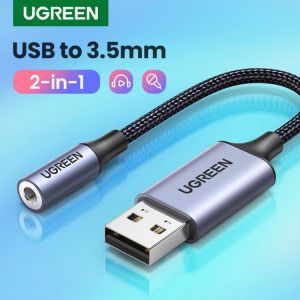 UGREEN Sound Card USB to Audio Interface 3.5mm Audio Card for PC Laptop PS4 Headset Microphone Sound Adapter External Sound Card