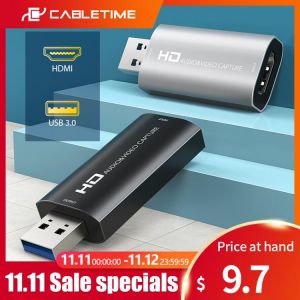 CABLETIME 4K Video Capture HDMI Capture Card USB 3.0 2.0 60FPS for Switch Camera Live Streaming Recording PS4 DVD Recorder C371