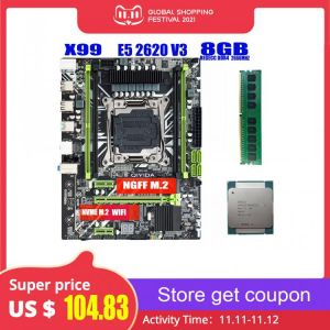 X99 motherboard with XEON E5 2620 V3 1*8G DDR4 2666MHZ REGECC memory combo Kit set NVME USB3.0 MATX Server Qiyida X99 H9