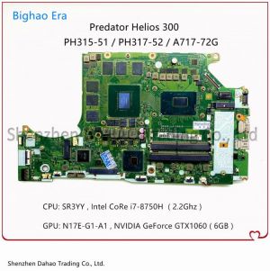 NBQ3F11001 NBQCF11002 For Acer PH315-51 PH317-52 A717-72G Laptop Motherboard W/ i7-8750H GTX1060 6G-GPU DH53F LA-F991P Mainboard