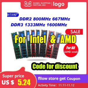 PLEXHD Desktop PC Memory RAM Module DDR2 DDR3 PC3 1600Mhz 1333Mhz 800MHz 667 MHz PC2 6400 2GB 4GB 8GB 240 pins for intel RX 580