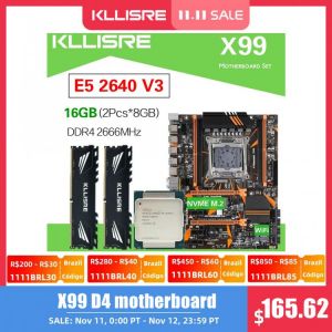 Kllisre X99 D4 motherboard set Xeon E5 2640 V3 LGA2011-3 CPU 2pcs X 8GB =16GB 2666MHz DDR4 memory