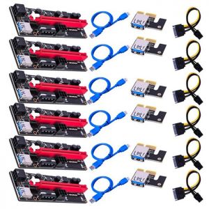 1PCS to 6PCS VER009S USB 3.0 PCI-E Express 1x to 16x Extender Riser Card Adapter Card SATA 15pin to 6 pin Power Cable 60CM