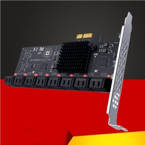Chi a Mining SATA PCIe Adapter 16 Port SATA III to PCI Express 3.0 X1 Controller Expansion Card ASM1064 JBM575 Chip Add On Cards