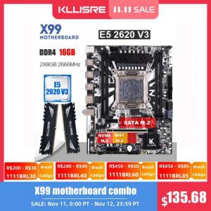 Kllisre X99 motherboard combo kit set Xeon E5 2620 V3 LGA 2011-3 CPU 2pcs X 8GB =16GB 2666MHz DDR4 memory