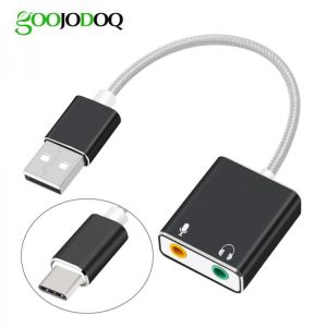 GOOJODOQ 7.1 External USB Sound Card Jack 3.5mm USB Audio Adapter Earphone Micphone Sound Card for Macbook Computer Laptop PC