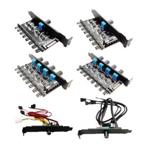 12V 1 To 3 8 Way Computer Case Cooling Fan Hub 4Pin 3Pin Regulator Splitter Speed Controller Computer Adapter Components