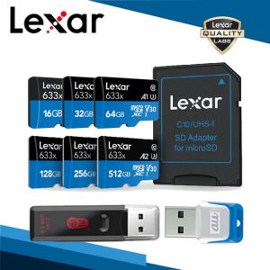 all in one place אביזרים Lexar Original 633x High Speed 95MB/S 512GB 256GB 128GB Micro SD Card Free Memory Card Adapter  SDHC UHS-I U1 U3 A1 A2 For Drone