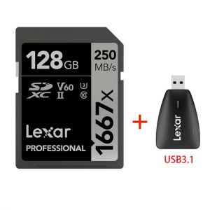 Lexar SD Card 1667X Original 250MB/s  64GB 128GB 256GB SDXC UHS-II U3 Flash Memory Card For 3D 4K Digital Camera