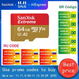 Original SanDisk Extreme Micro SD Card A2 U3 V30 128GB 256GB Flash Memory Card 64GB 32GB TF Card microSDHC/microSDXC For